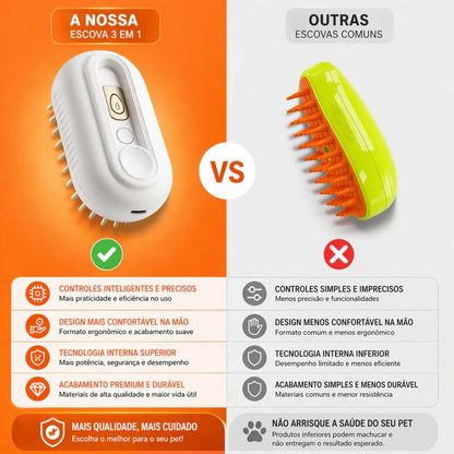Escova à Vapor 3 em 1 - Previne, Massageia e Purifica