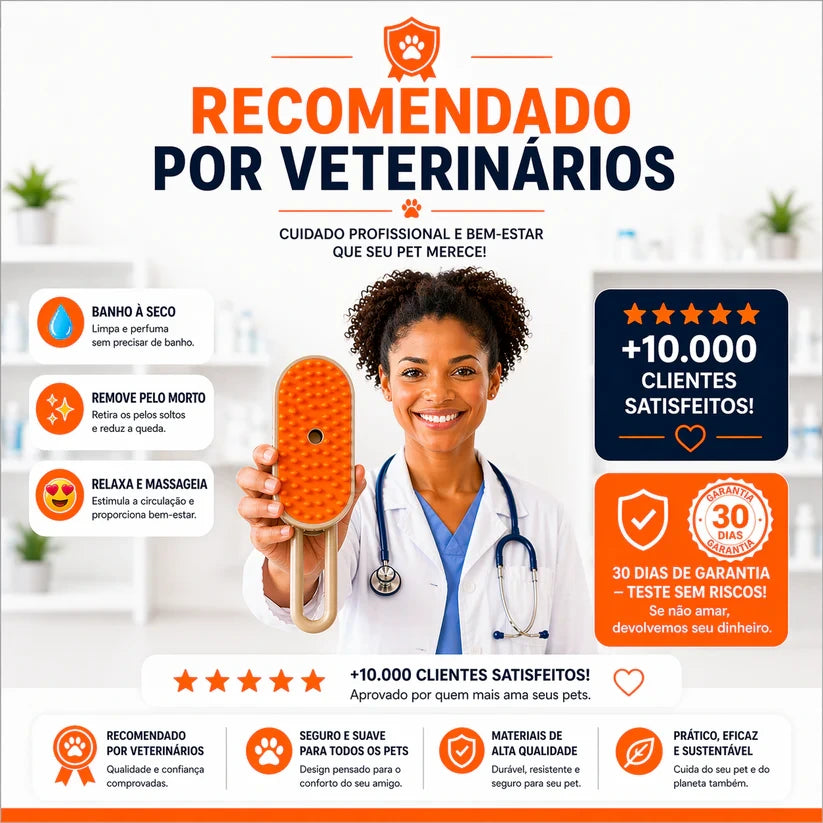 Escova à Vapor 3 em 1 - Previne, Massageia e Purifica