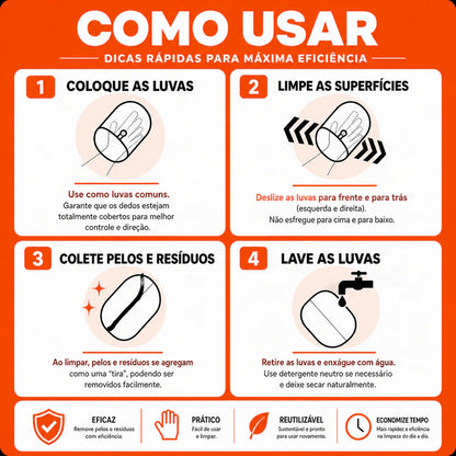 Luva Eletrostática PetHair - Remove Pelos em Segundos!