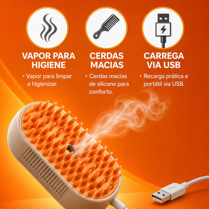 Escova à Vapor 3 em 1 - Previne, Massageia e Purifica
