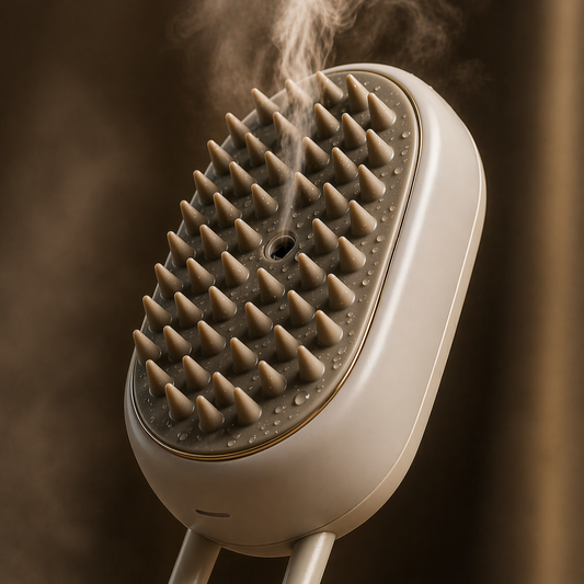 Escova Vaporizadora 3 em 1 — Remove Pelos, Massageia e Purifica