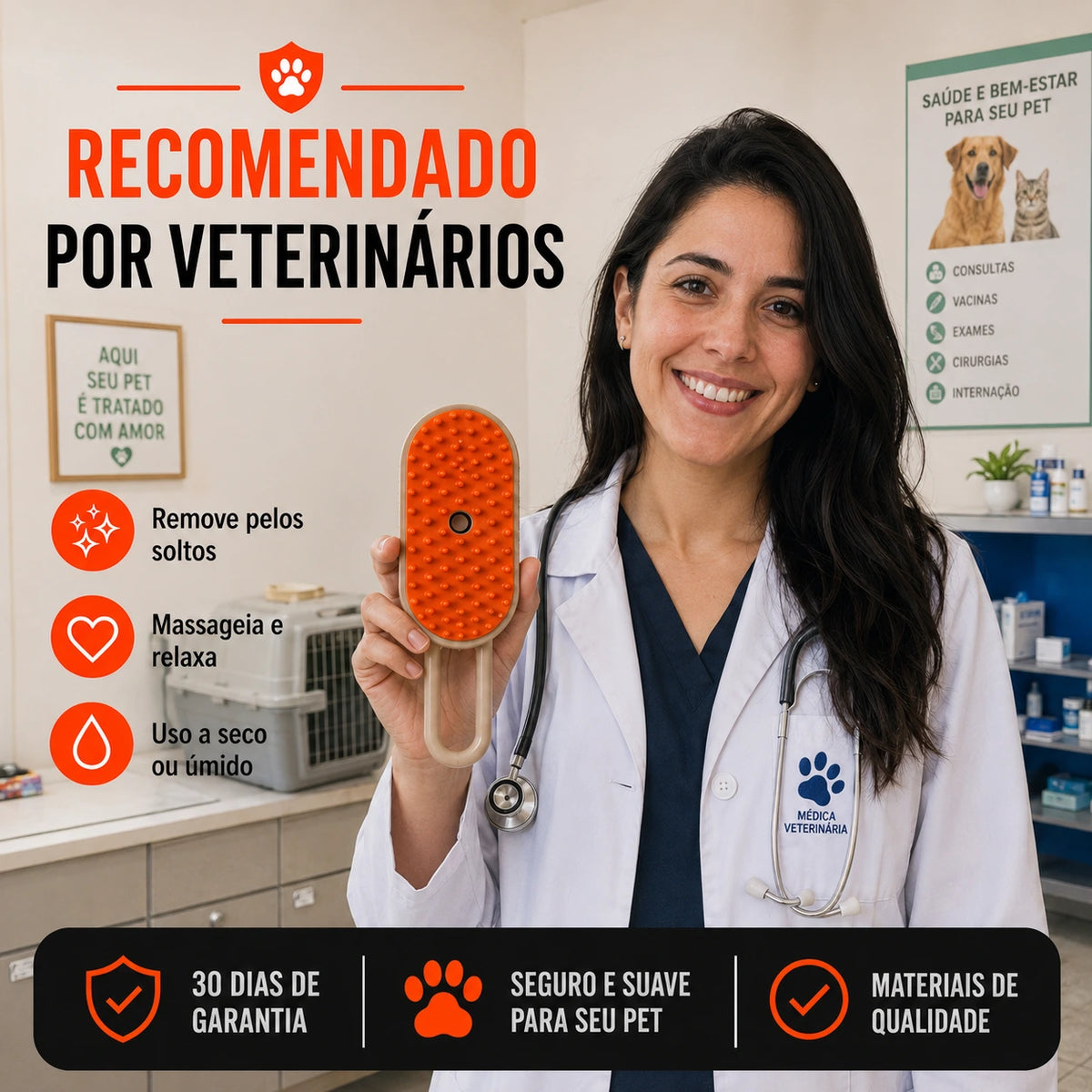 Escova Vaporizadora - Remove Pelos, Limpa e Massageia
